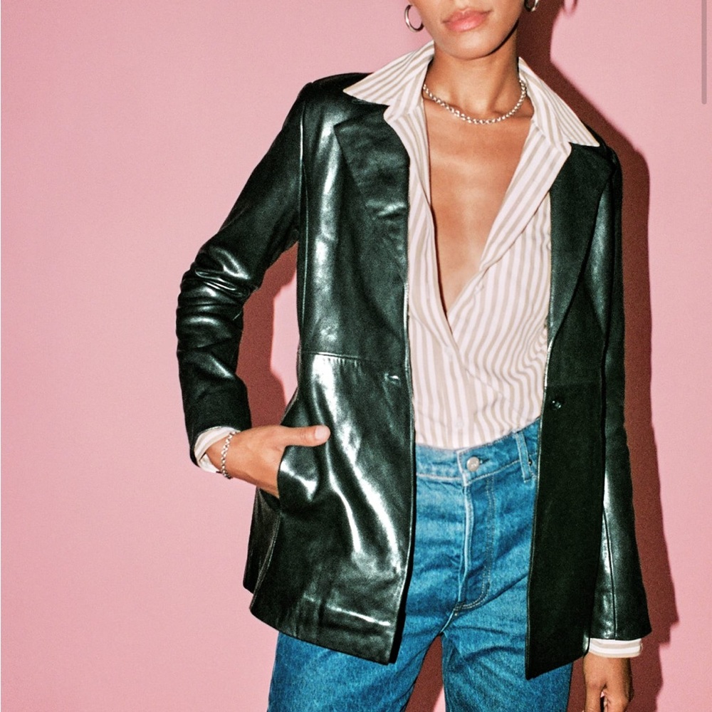 REFORMATION Veda Bowery Leather Blazer